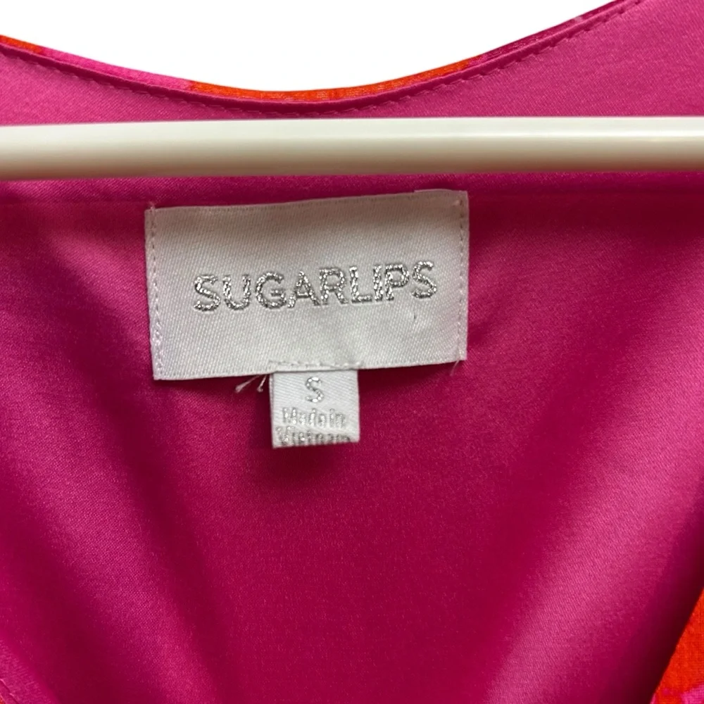 Sugarlips Hot Pink Floral Surplice Ruffle Dress - Picture 6 of 16